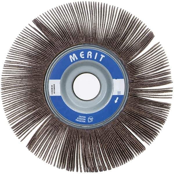 Merit Abrasives - 3-1/2" Diam, 120 Grit Ceramic Unmounted Flap Wheel - 5/8" Hole, 1" Wide, Coated, Fine Grade, 12,000 Max RPM , Cloth Backing - All Tool & Supply