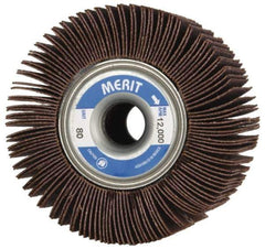 Merit Abrasives - 3-1/2" Diam, 80 Grit Ceramic Unmounted Flap Wheel - 5/8" Hole, 2" Wide, Coated, Medium Grade, 12,000 Max RPM , Cloth Backing - All Tool & Supply