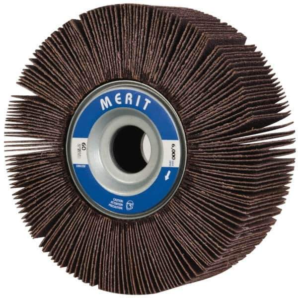 Merit Abrasives - 6" Diam, 60 Grit Aluminum Oxide Unmounted Flap Wheel - 1" Hole, 2" Wide, Coated, Medium Grade, 6,000 Max RPM , Cloth Backing - All Tool & Supply