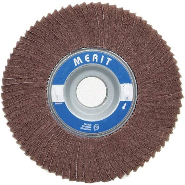 Merit Abrasives - 6" Diam, 60 Grit Ceramic Interleaf Flap Wheel - 1" Hole, 1" Wide, Coated, Medium Grade, 6,000 Max RPM , Cloth Backing - All Tool & Supply