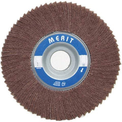 Merit Abrasives - 6" Diam, 60 Grit Ceramic Interleaf Flap Wheel - 1" Hole, 1" Wide, Coated, Medium Grade, 6,000 Max RPM , Cloth Backing - All Tool & Supply