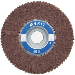 Merit Abrasives - 6" Diam, 180 Grit Ceramic Interleaf Flap Wheel - 1" Hole, 1" Wide, Coated, Very Fine Grade, 6,000 Max RPM , Cloth Backing - All Tool & Supply