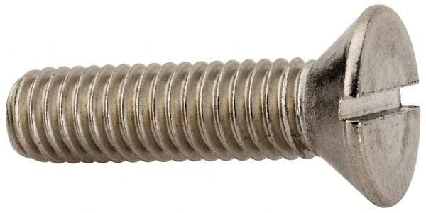 Value Collection - 3/8-16 UNC, 1-1/2" OAL Slotted Drive Machine Screw - Flat Head, Grade 316 Stainless Steel, Uncoated, Without Washer - All Tool & Supply