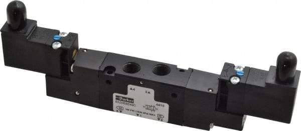 Parker - 1/8", 4-Way Body Ported Stacking Solenoid Valve - 24 VDC, 0.75 CV Rate, 2.14" High x 6.44" Long - All Tool & Supply