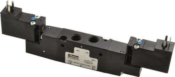 Parker - 1/8", 4-Way Body Ported Stacking Solenoid Valve - 24 VDC, 0.6 CV Rate, 2.14" High x 6.44" Long - All Tool & Supply