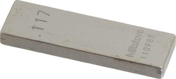 Mitutoyo - 0.117" Rectangular Steel Gage Block - Accuracy Grade 0, Includes Certificate of Inspection - All Tool & Supply