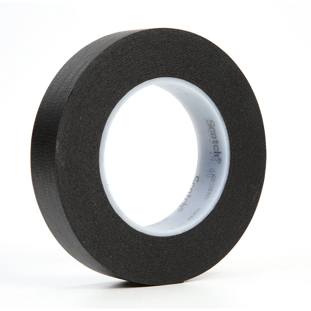 3M - Film Tape; Material Type: Crepe Paper ; Thickness (mil): 7.0000 ; Color: Black ; Adhesive Material: Natural Rubber ; Width (Inch): 1 ; Length (Feet): 180.000 - Exact Industrial Supply