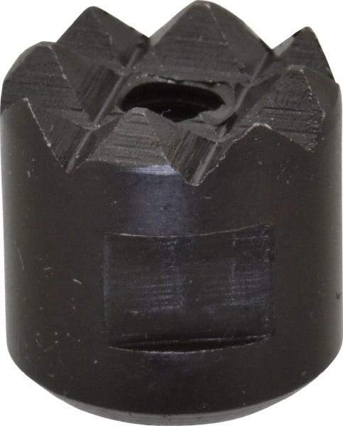 Fairlane - 10-32 Thread, 1/2" Diam, 1/2" High, Threaded, Coarse Tooth Grade Diamond Serration Tooth Pattern, High Speed Steel, Round Positioning Gripper - 3/16" Flat Width, Black Oxide Coated - All Tool & Supply