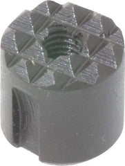 Fairlane - 10-32 Thread, 1/2" Diam, 1/2" High, Threaded, Fine Tooth Grade Diamond Serration Tooth Pattern, High Speed Steel, Round Positioning Gripper - 0.13" Flat Width, Black Oxide Coated - All Tool & Supply