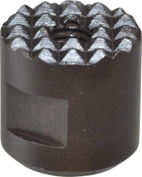 Fairlane - 10-32 Thread, 1/2" Diam, 1/2" High, Threaded, Extra Fine Tooth Grade Diamond Serration Tooth Pattern, High Speed Steel, Round Positioning Gripper - 3/16" Flat Width, Black Oxide Coated - All Tool & Supply