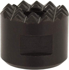 Fairlane - 1/4-28 Thread, 5/8" Diam, 1/2" High, Threaded, Fine Tooth Grade Diamond Serration Tooth Pattern, High Speed Steel, Round Positioning Gripper - 3/16" Flat Width, Black Oxide Coated - All Tool & Supply