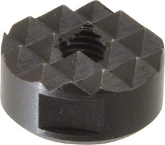 Fairlane - 1/4-28 Thread, 3/4" Diam, 3/8" High, Threaded, Coarse Tooth Grade Diamond Serration Tooth Pattern, High Speed Steel, Round Positioning Gripper - 3/16" Flat Width, Black Oxide Coated - All Tool & Supply