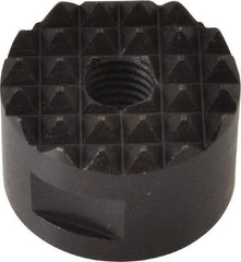 Fairlane - 1/4-28 Thread, 3/4" Diam, 1/2" High, Threaded, Fine Tooth Grade Diamond Serration Tooth Pattern, High Speed Steel, Round Positioning Gripper - 3/16" Flat Width, Black Oxide Coated - All Tool & Supply