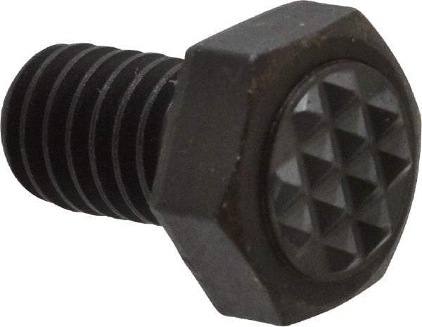 Fairlane - Serrated Tooth, 5/16-18, 1/2" Shank Length, 1/2" Thread Length, Black Oxide Finish, Hex Head, Adjustable Positioning Gripper - 3/8" Pad Diam, 1/2" Hex, 1/4" Head Height, Extra Fine Tooth Grade - All Tool & Supply