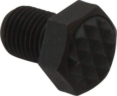 Fairlane - Serrated Tooth, 3/8-24, 1/2" Shank Length, 1/2" Thread Length, Black Oxide Finish, Hex Head, Adjustable Positioning Gripper - 1/2" Pad Diam, 9/16" Hex, 9/32" Head Height, Fine Tooth Grade - All Tool & Supply