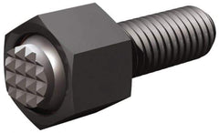 Fairlane - 1/4-20, 1-1/2" Thread Length, 1/4" Ball Diam, Serrated Ball Pad Surface, Alloy Steel, Black Oxide, Hex Head, Swivel Action Gripper Assemblies - 3/8" Head Height, 7/16" Hex, 1/4" Contact Diam, High Speed Steel Ball - All Tool & Supply