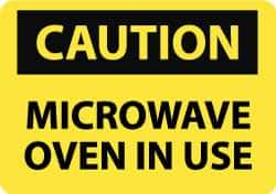 NMC - "Caution - Microwave Oven in Use", 7" Long x 10" Wide, Pressure-Sensitive Vinyl Safety Sign - Rectangle, 0.004" Thick, Use for Accident Prevention - All Tool & Supply