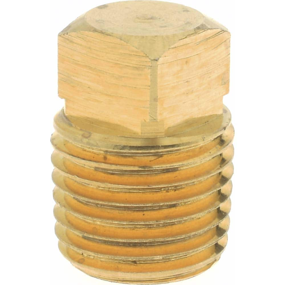 Eaton - 1/4 Male Thread, Brass Industrial Pipe Square Head Plug - All Tool & Supply