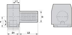 Kennametal - Left Hand Cut, KM40 Modular Connection, Adapter/Mount Lathe Modular Clamping Unit - 40.01mm Square Shank Diam, 4.448" OAL, Through Coolant, Series LCM-VDI Right Angle - Exact Industrial Supply