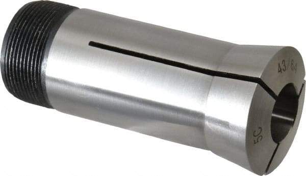 Interstate - 43/64 Inch 5C Round Collet - 3.28" Overall Length, 1.041-24 Internal Thread Size, Steel, 0.0005 Inch TIR - Exact Industrial Supply