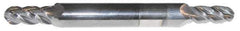 Accupro - 7/32" Diam, 9/16" LOC, 4 Flute Solid Carbide Ball End Mill - AlTiN Finish, Double End, 3" OAL, 3/8" Shank Diam, Spiral Flute - All Tool & Supply