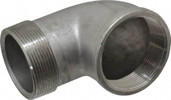 Merit Brass - 3" Grade 304 Stainless Steel Pipe 90° Elbow - FNPT x MNPT End Connections, 150 psi - All Tool & Supply