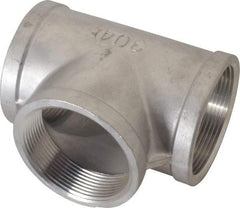 Merit Brass - 3" Grade 304 Stainless Steel Pipe Tee - FNPT x FNPT x FNPT End Connections, 150 psi - All Tool & Supply