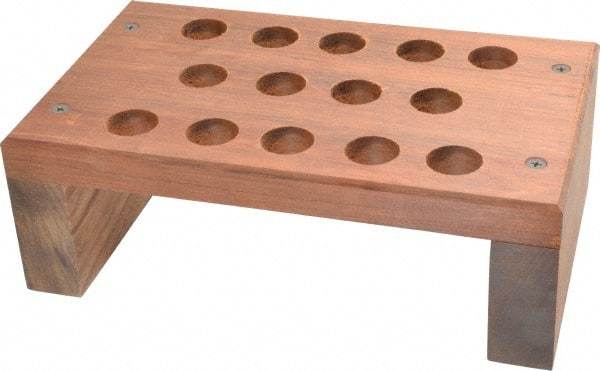 Made in USA - 14 Collet, R8 Wood Collet Rack and Tray - 6 Inch Wide x 3-3/8 Inch High x 10 Inch Long - Exact Industrial Supply