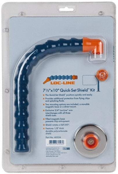 Loc-Line - Polycarbonate Flat Base & Shield - 7-1/2" Wide x 10" Long x 1/8" Thick, 14" Arm Reach, Magnetic/Bracket Base, For General Purpose Use - All Tool & Supply