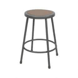 NPS - 24 Inch High, Stationary Fixed Height Stool - Hardboard Seat, Gray and Brown - All Tool & Supply