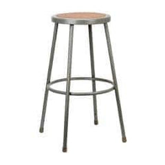 NPS - 30 Inch High, Stationary Fixed Height Stool - Hardboard Seat, Gray and Brown - All Tool & Supply