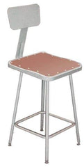 NPS - 18 to 26 Inch High, Stationary Adjustable Height Stool - Hardboard Seat, Gray - All Tool & Supply