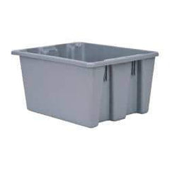 Rubbermaid - 1.3 Cu Ft, 100 Lb Load Capacity Gray Polyethylene Tote Container - Stacking, Nesting, 19-1/2" Long x 15-1/2" Wide x 10" High - All Tool & Supply