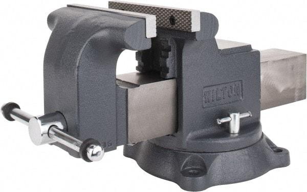 Wilton - 8" Jaw Width x 8" Jaw Opening Capacity, 4" Throat Depth, Bench & Pipe Combination Vise - 3/4 to 3" Pipe Capacity, Swivel Base, Bolt Down Attachment, Ductile Iron - All Tool & Supply