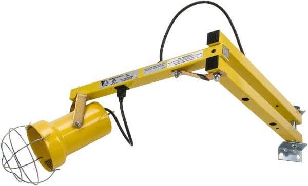 Made in USA - 40 Inch, Pivot Friction, Wall Mounted, Incandescent, Yellow, Dock Light - 100 Watt, 110 Volt, Nonmagnifying - All Tool & Supply