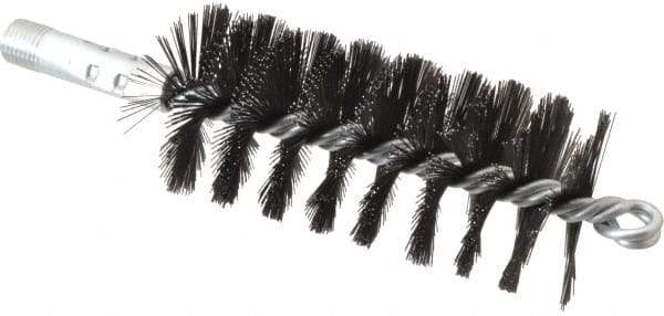 Schaefer Brush - 4-1/2" Brush Length, 2" Diam, Double Stem, Single Spiral Flue Brush - 7-1/2" Long, Tempered Steel Wire, 1/4" NPSM Male Connection - All Tool & Supply