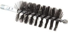 Schaefer Brush - 4-1/2" Brush Length, 2-1/4" Diam, Double Stem, Single Spiral Flue Brush - 7-1/2" Long, Tempered Steel Wire, 1/4" NPSM Male Connection - All Tool & Supply