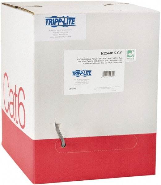 Tripp-Lite - Cat6, 24 AWG, 8 Wires, 550 MHz, Unshielded Network & Ethernet Cable - Gray, PVC, 1,000' OAL - All Tool & Supply