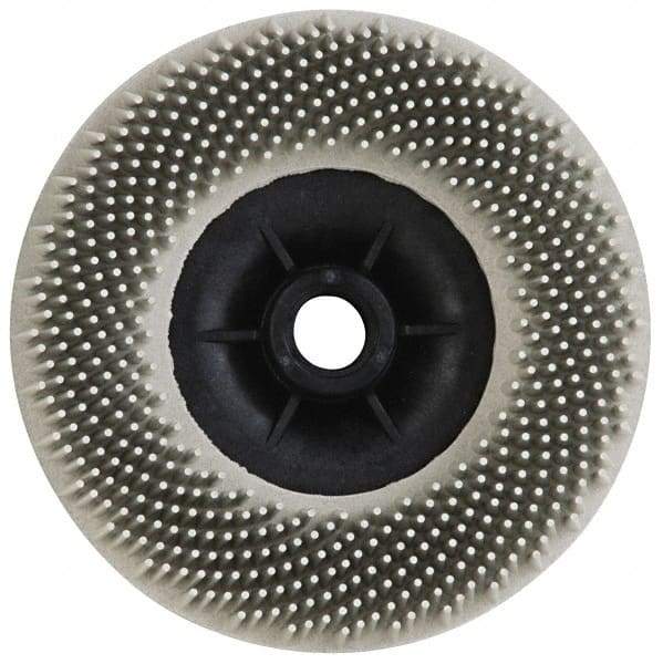 3M - 4-1/2" 120 Grit Ceramic Straight Disc Brush - Fine Grade, Threaded Hole Connector, 3/4" Trim Length, 5/8-11 Threaded Arbor Hole - All Tool & Supply