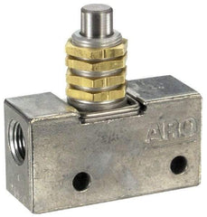 ARO/Ingersoll-Rand - 0.195 CV Rate & 7.5 CFM 3 Way Air Valve - Straight Plunger, Spring Return, 150 Max psi - All Tool & Supply