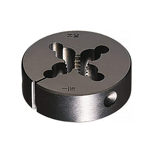 Vermont Tap & Die - 7/16-20 UNF Thread, 2" Outside Diam Carbon Steel Round Die - 5/8" Thick, Right Hand Thread, Series 290, Adjustable - Exact Industrial Supply