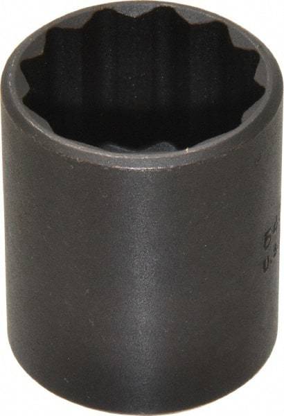 Proto - 1", 1/2" Drive, Standard Hand Socket - 12 Points, 1-9/16" OAL, Alloy Steel, Black Finish - All Tool & Supply