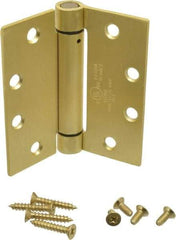 Value Collection - 4-1/2" Long x 4-1/2" Wide x 0.134" Thick, Spring Hinge - Steel, Brass Finish - All Tool & Supply