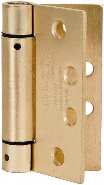 Value Collection - 4" Long x 4" Wide x 0.13" Thick, Spring Hinge - Steel, Brass Finish - All Tool & Supply