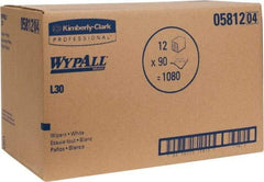 WypAll - L30 1/4 Fold General Purpose Wipes - Poly Pack, 13" x 12-1/2" Sheet Size, White - All Tool & Supply