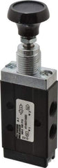 Parker - 0.20 CV Rate, 1/8" NPT Inlet Direct Air 2 Mechanical Spool Valve - 3 Way, 2 Position, Manual Return, Button Push Pull, 150 Max psi - All Tool & Supply