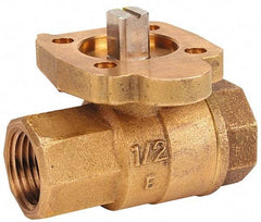 NIBCO - 1-1/2" Pipe, Full Port, Bronze Standard Ball Valve - 2 Piece, Inline - One Way Flow, FNPT x FNPT Ends, ISO Actuation Mount Handle, 600 WOG, 200 WSP - All Tool & Supply