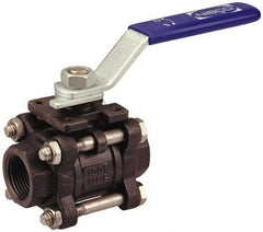 NIBCO - 1-1/4" Pipe, Full Port, Carbon Steel Standard Ball Valve - 3 Piece, Inline - One Way Flow, FNPT x FNPT Ends, Locking Lever Handle, 1,000 WOG - All Tool & Supply