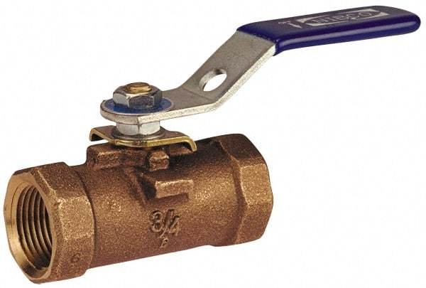 NIBCO - 2" Pipe, Reduced Port, Bronze Standard Ball Valve - 1 Piece, Inline - One Way Flow, FNPT x FNPT Ends, Round Wheel Handle, 600 WOG - All Tool & Supply