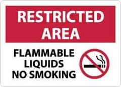 NMC - "Restricted Area - Flammable Liquids - No Smoking", 10" Long x 14" Wide, Aluminum Safety Sign - Rectangle, 0.04" Thick, Use for Hazardous Materials - All Tool & Supply